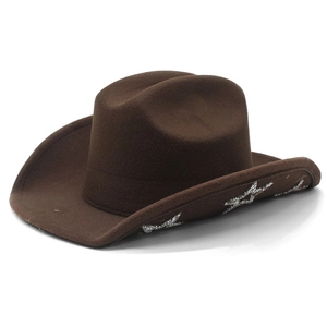 Chapeau De Cow-Boy Occidental Feutre Étoile Paillettes Large Bord Rétro Style Fête Pour Femmes Hommes