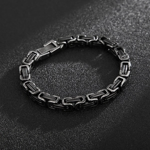 Bracelet chaîne byzantine 8mm en acier inoxydable argent antique pour hommes