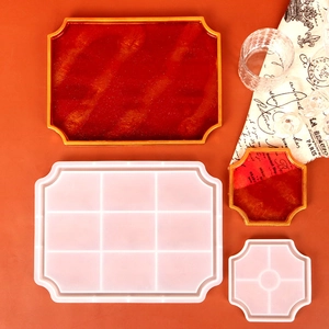 Detail view of wavy edge silicone molds for DIY resin trays and coasters set