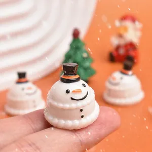 Mini figurine de bonhomme de neige en résine avec chapeau noir pour bricolage et déco