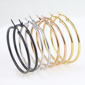 Minimalist Large Hoop Earrings 304 Stainless Steel Geometric Circle High Polish Fashion Jewelry For Women