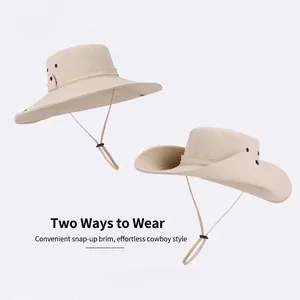 Waterproof wide brim sun hat for men with adjustable chin strap and dual styling options