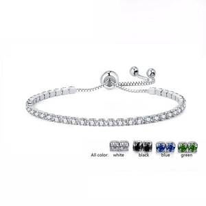 Adjustable Copper Rhinestone Tennis Bracelet For Women Men Single Row Round Gemstone Fashion Jewelry Colorful Hand Chain Gift
