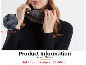 Vue détaillée de la doublure polaire chaude et des dimensions du tour de cou en tricot