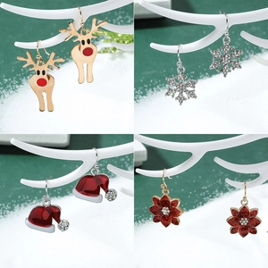 Parure de boucles d'oreilles de Noël avec motifs de renne, flocon et sapin mignons