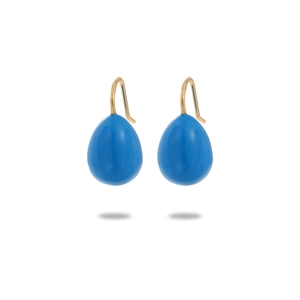Boucles d'oreilles gouttes en acier inoxydable plaqué or 18K avec émail bleu royal