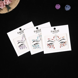 Three packs of colorful face jewels and crystal stickers for music festival party makeup