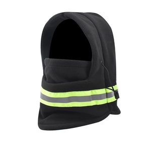 Cagoule Masque Facial Hiver Polaire Polyester Chaud Coupe-Vent Bandes Réfléchissantes Sécurité Capuche Réglable Cyclisme Extérieur