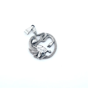 Vintage silver Medusa pendant necklace in stainless steel for men with detailed engraving