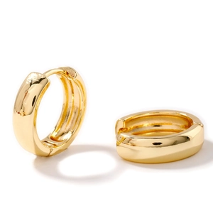 Polished 18K gold-plated huggie hoop earrings with a minimalist round design for women