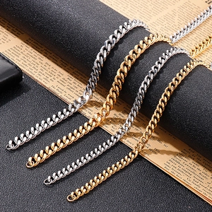 Cuban Link Chain Necklace Stainless Steel Hip Hop Minimalist Punk Fashion Jewelry For Men And Women