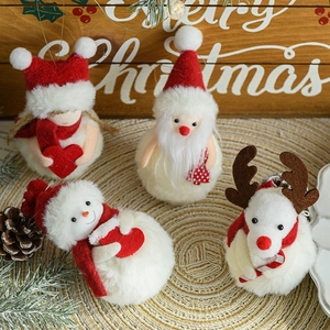 Plush Christmas plush dolls set including Santa, snowman, reindeer and girl hanging decor