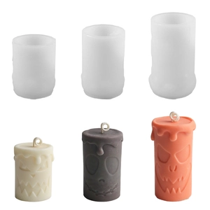 Halloween pumpkin ghost silicone candle molds with finished skull relief candle samples