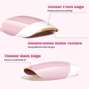 French almond press-on nails with thicker edges and thin base for a comfortable natural fit