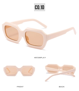 Vues détaillées de lunettes de soleil rectangulaires crème avec verres teintés orange