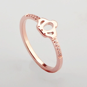 Fashionable rose gold crown ring with micro-pave crystals in minimalist style
