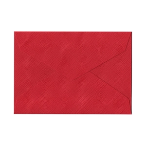 Deep red linen textured envelope with vintage pebble grain and flap closure