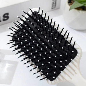 Vintage star and moon print hair cushion brush for scalp massage and hair volumizing