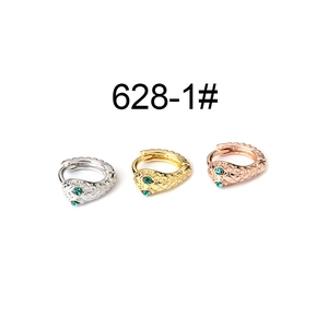 Punk style snake-shaped metal hoop earrings in silver, gold and rose gold tones