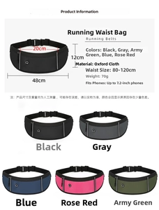 Tableau des tailles de ceinture de course et couleurs pour smartphones de 7,2 pouces
