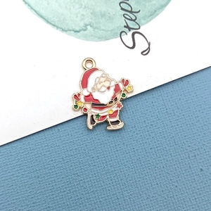 Christmas Santa Claus enamel charm for DIY necklace and keychain accessories