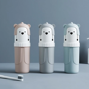 Kit de voyage gobelet de brossage ours mignon pour brosse à dents et dentifrice