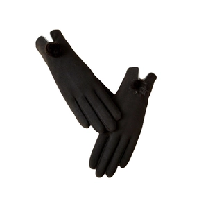 Guantes térmicos negros para mujer con detalle de pompón y función táctil