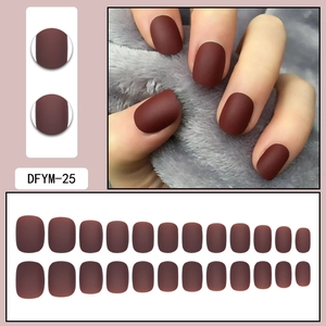 Short square matte press-on nails in deep wine red featuring 24 pieces of various sizes
