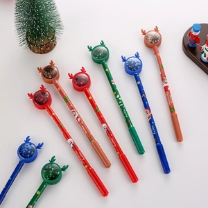 Creative Christmas reindeer gel pens with sequin balls and festive holiday patterns