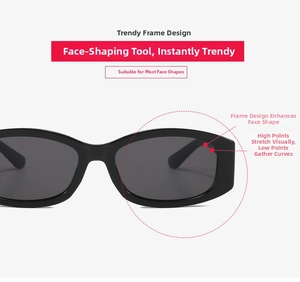 Detail view of retro rectangle black sunglasses with a focus on frame shape and contours