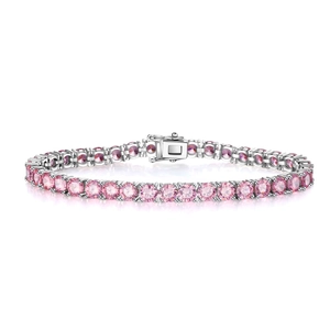 Bracciale tennis scintillante in argento 925 con zirconi rosa da 5mm e pietre tonde