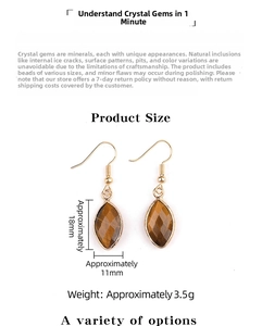 Detailed size chart showing amethyst teardrop earrings measuring 18mm in height and 11mm width