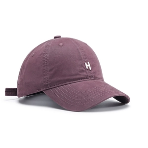 Retro washed cotton baseball cap in dusty purple with white embroidered H logo
