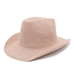 Woven Straw Fedora Hat Wide Brim Sun Protection Breathable Summer Beach Vacation Western Cowboy Style Unisex Panama Cap