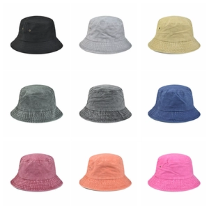 Collezione di cappelli a secchiello in cotone lavato in nove colori vintage con occhielli