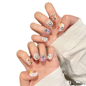 3D handmade cartoon press-on nails featuring Journey to the West characters on white base