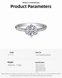 Detailed view of S925 sterling silver ring featuring a 1.25ct oval 5A cubic zirconia stone