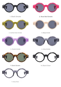 Classic round punk sunglasses collection featuring nine assorted frame colors and styles