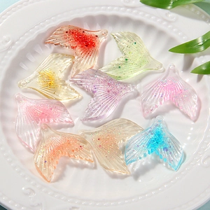 Sparkly glitter resin mermaid tail charms for DIY kids necklace and bracelet making