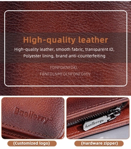 Macro detail of brown leather texture and hardware zipper on mens wallet