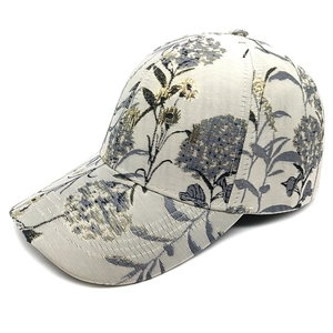 Cappellino da baseball etnico con motivo jacquard di ortensie blu per la protezione solare