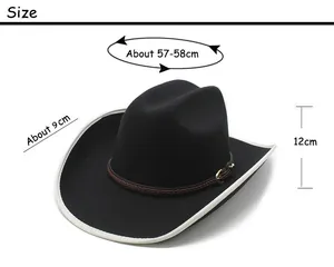 Tableau des tailles du chapeau de cowboy avec tour de tête, largeur du bord et hauteur