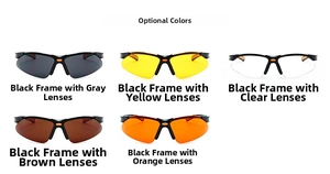 Cycling safety glasses set with black frame and five interchangeable lens color options