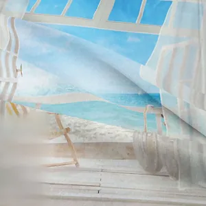 Close-up of beach window scene printed on high-density woven fabric tapestry