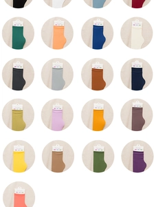 Detailed color chart showing 17 shades of breathable nylon velvet socks with tags