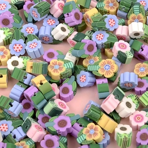 Polymer Clay Flower Beads Floral Spacer Beads With Leaf For DIY Jewelry Making Bracelet Necklace Phone Chain Accessories