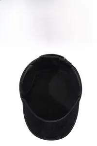 Detail view of the warm black fleece lining and ear protection inside the winter army cap