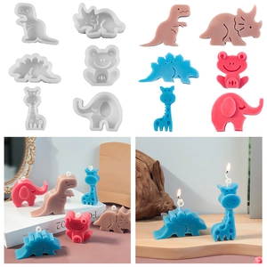 Dieren Siliconen Mallen Voor DIY Kaarsen Zeep Hars Bakken Leuke Olifant Dinosauriër Giraffe Kikker Creatieve Gereedschappen
