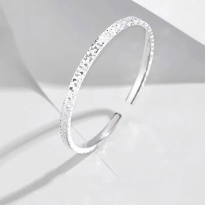 Fashion Copper Alloy Crushed Ice Texture Open Bracelet For Women Geometric Hammered Adjustable Bangle Minimalist Jewelry Gift