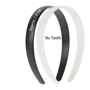 Detail of 1.9cm smooth black and white plastic DIY headbands without teeth
